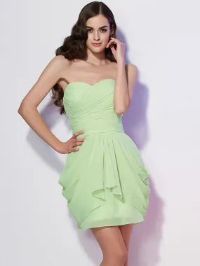 A-Line Chiffon Sweetheart Sleeveless Short/Mini With Pleats Bridesmaid Dresses