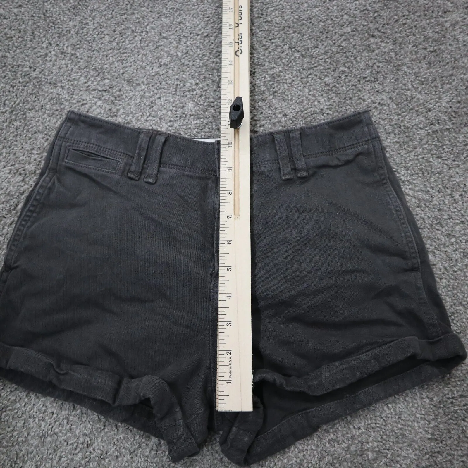 Abercrombie & Fitch Womens Chino Shorts High Rise Slash Pocket Black Size 00