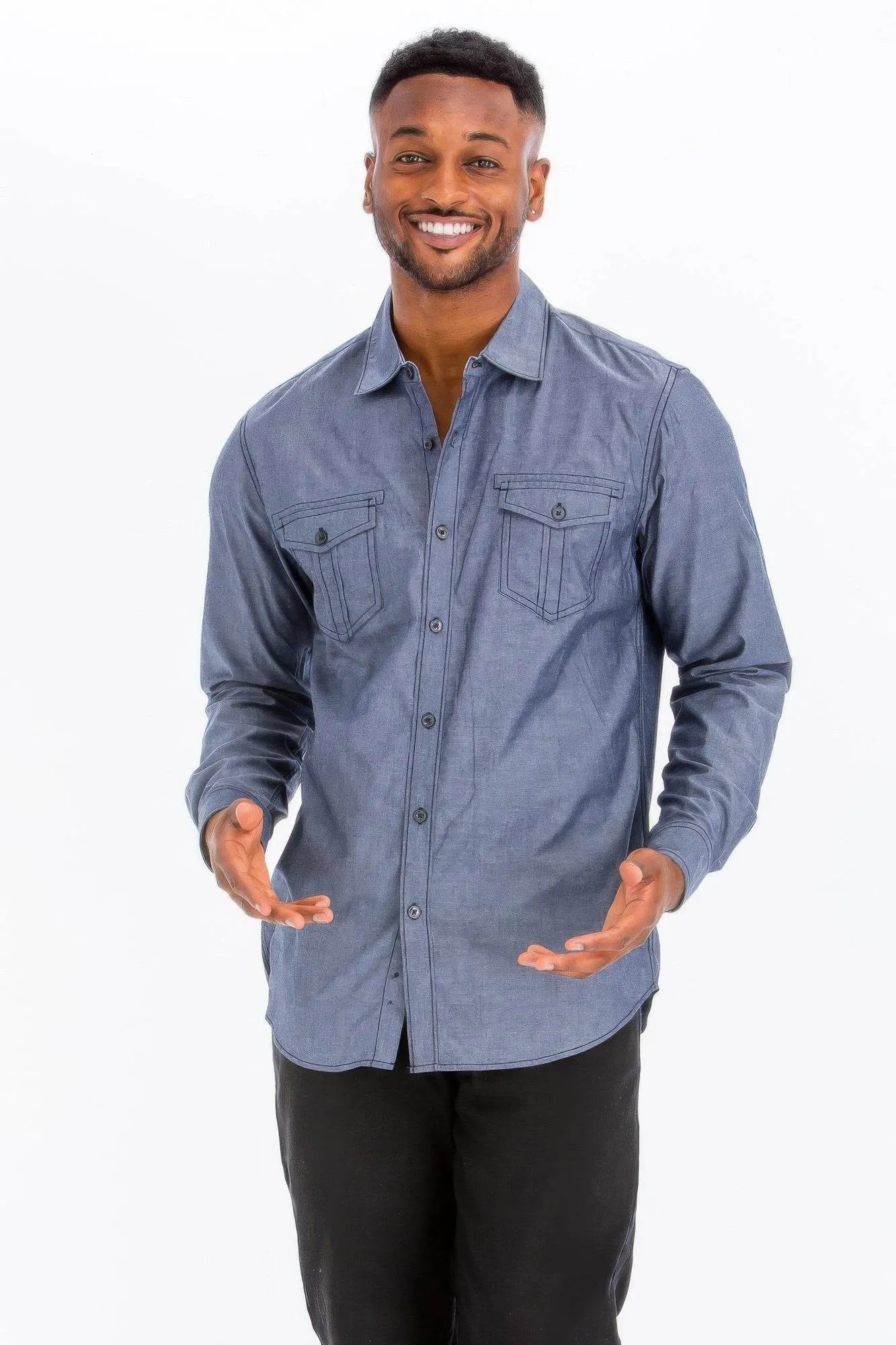 Casual Long Sleeve Two Pocket Shirt