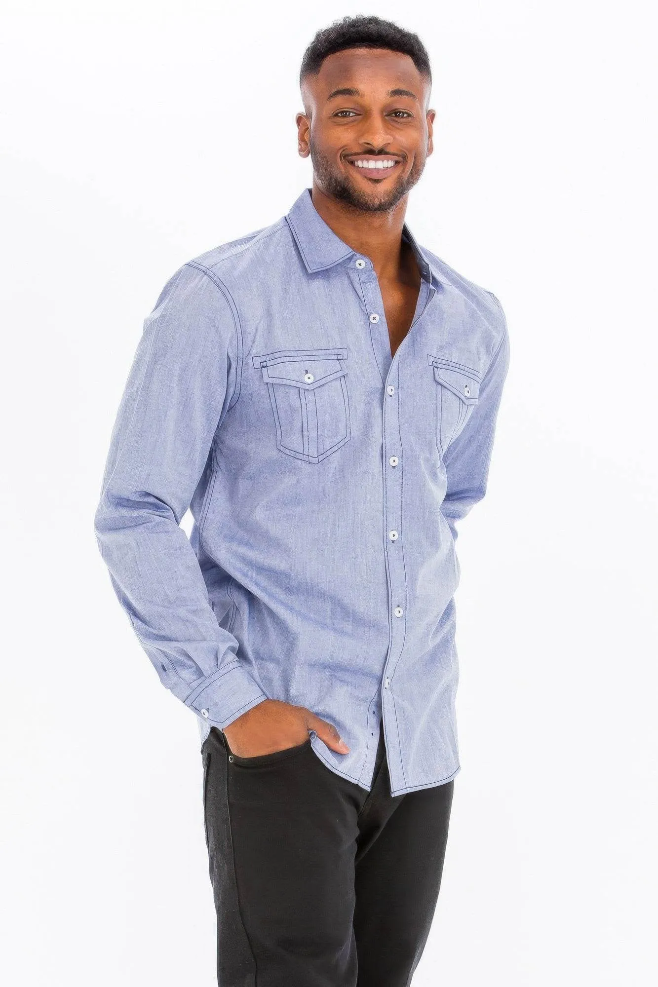 Casual Long Sleeve Two Pocket Shirt