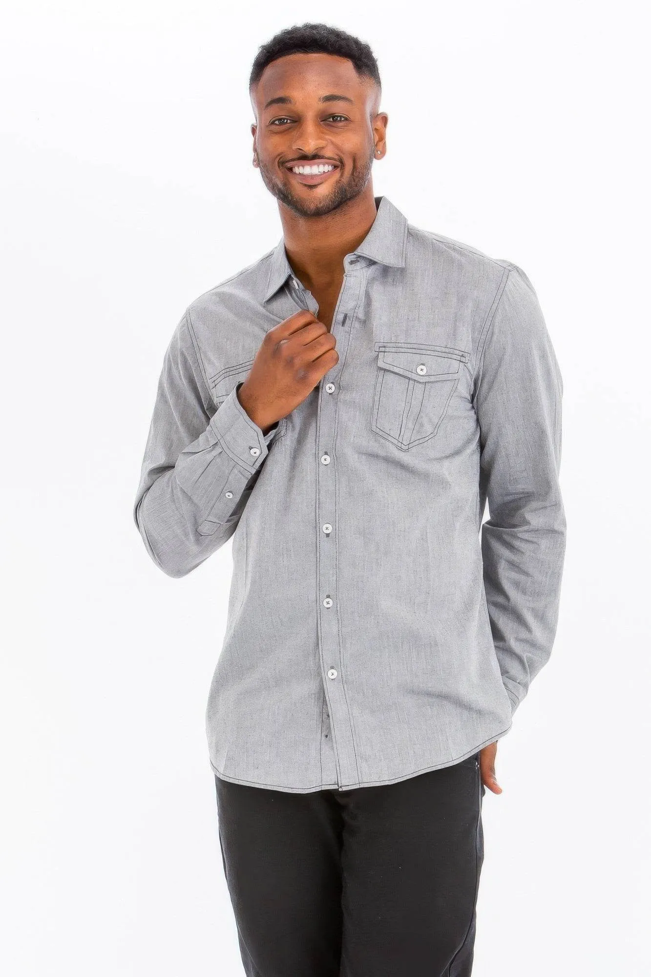 Casual Long Sleeve Two Pocket Shirt
