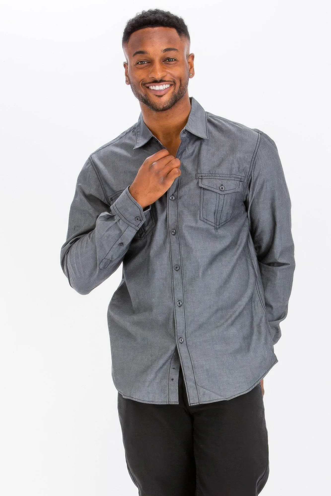 Casual Long Sleeve Two Pocket Shirt