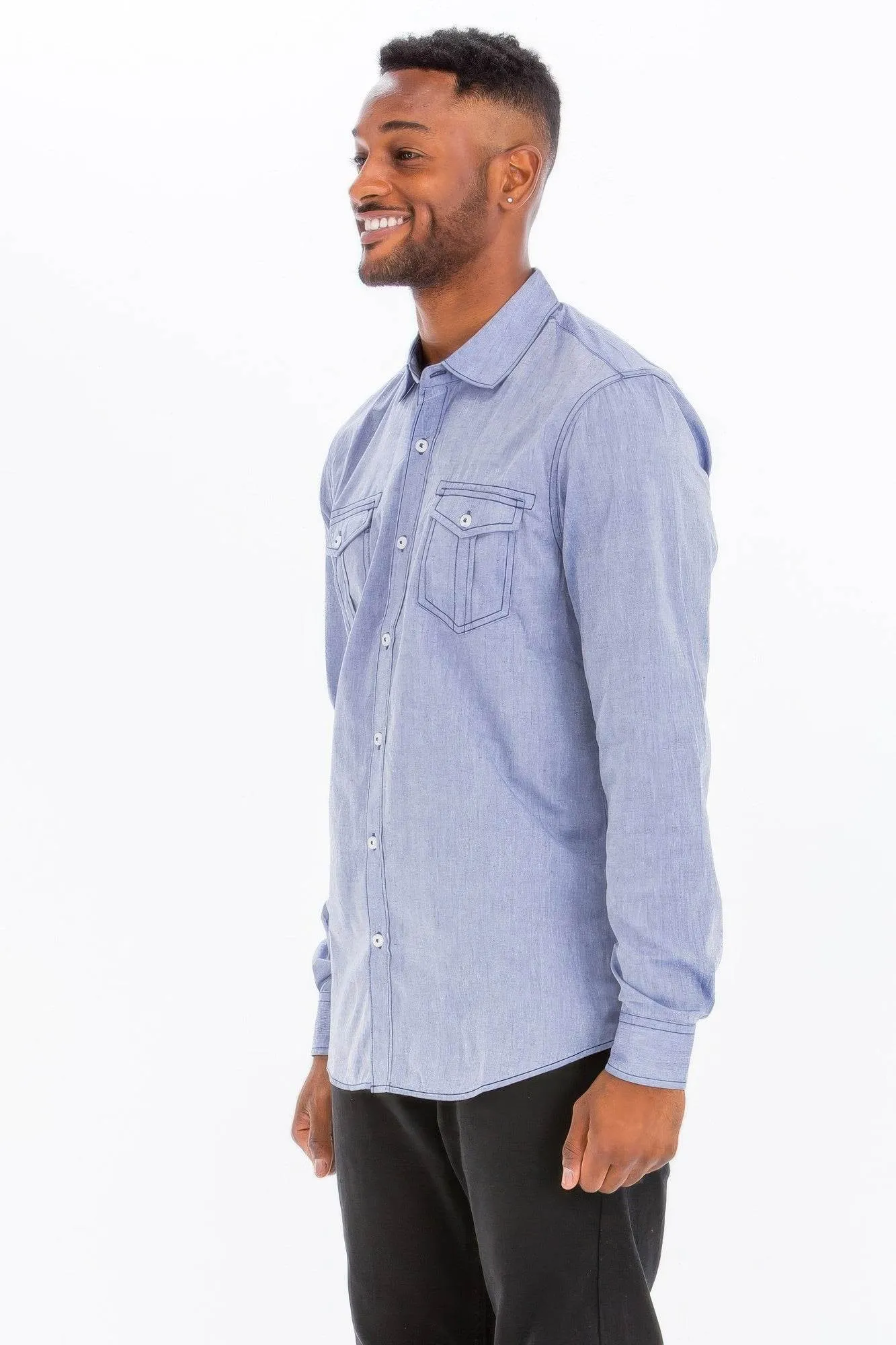 Casual Long Sleeve Two Pocket Shirt