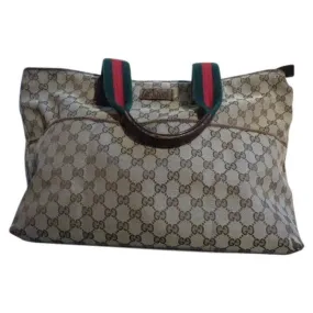 Gucci Supreme Bag W Guccissima Print Canvas Tote Red Green Handle Brown Leather And Gg Leather