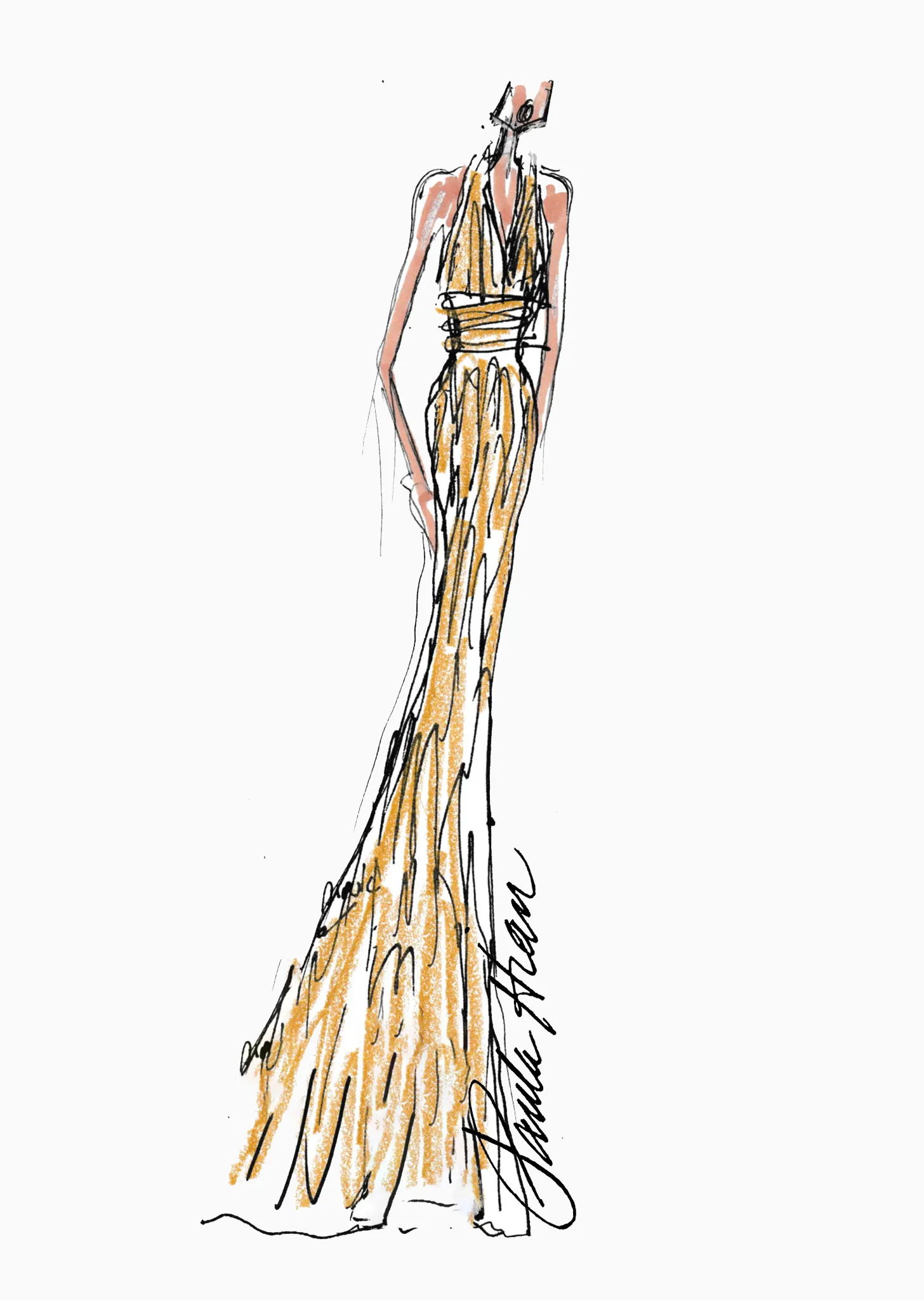 Jocelina - Shimmery Halter Evening Gown with Plunging Neckline