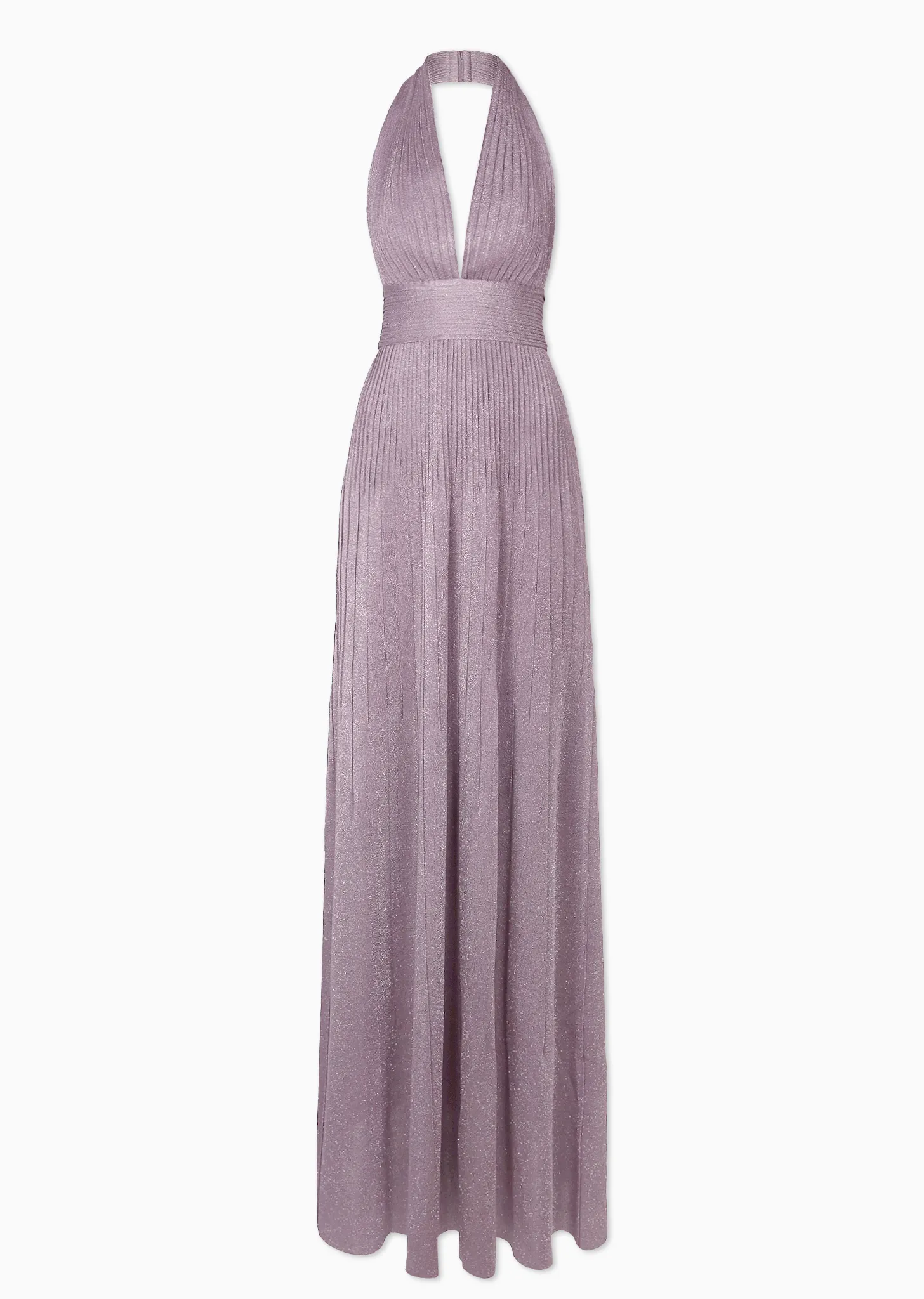 Jocelina - Shimmery Halter Evening Gown with Plunging Neckline