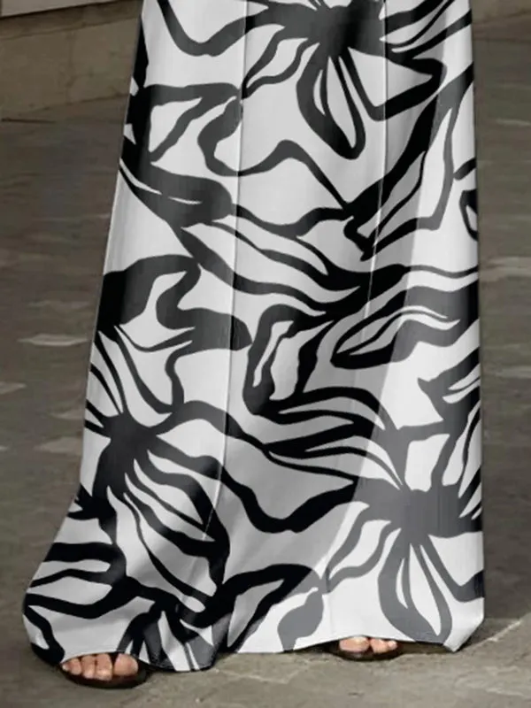 Printed Split-Joint High Waisted Loose Skirts
