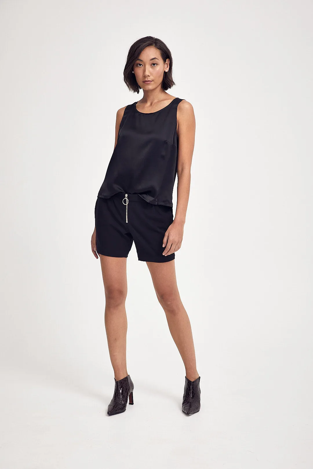 Shell in Black Silk Satin