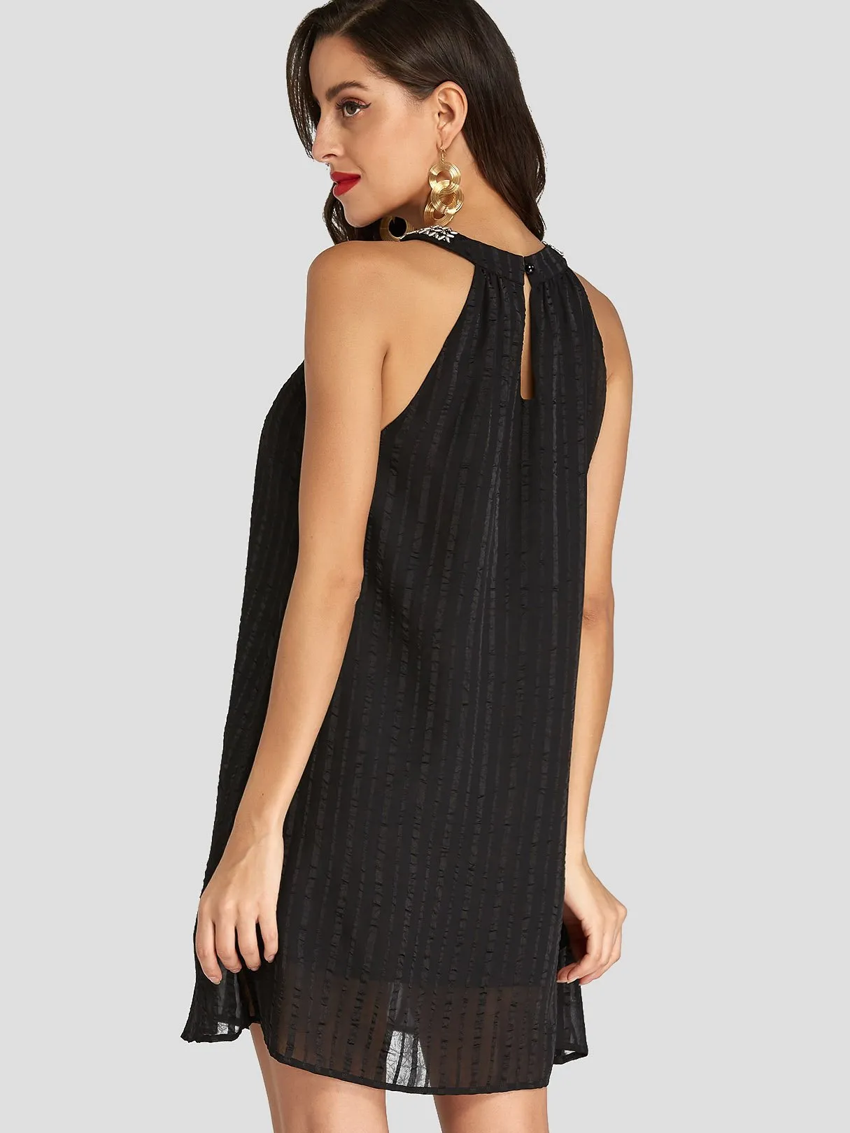 Wholesale Black Halter Sleeveless Cut Out Mini Dresses