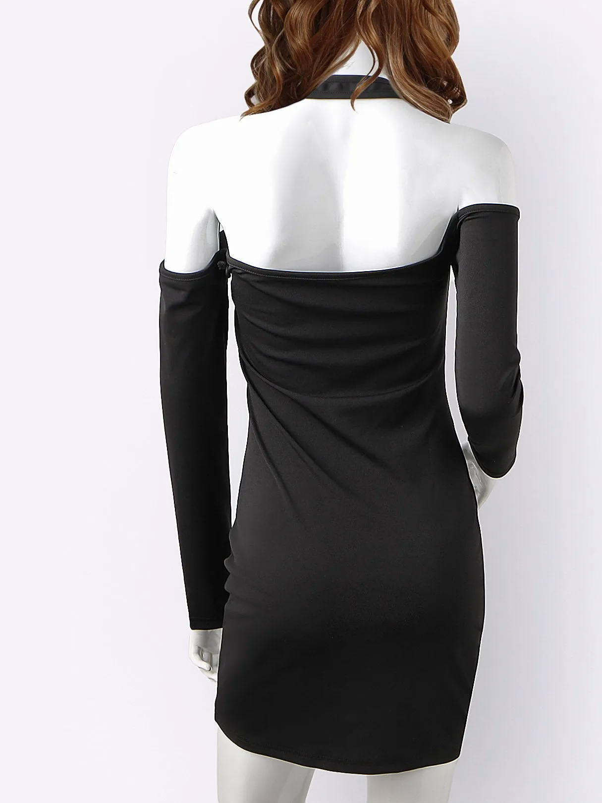 Wholesale Black Long Sleeve Plain Mini Dresses