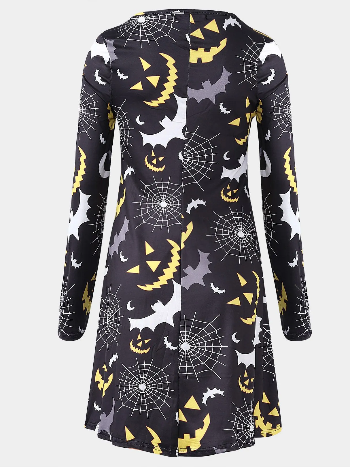 Wholesale Black Long Sleeve Round Neck Mini Dress