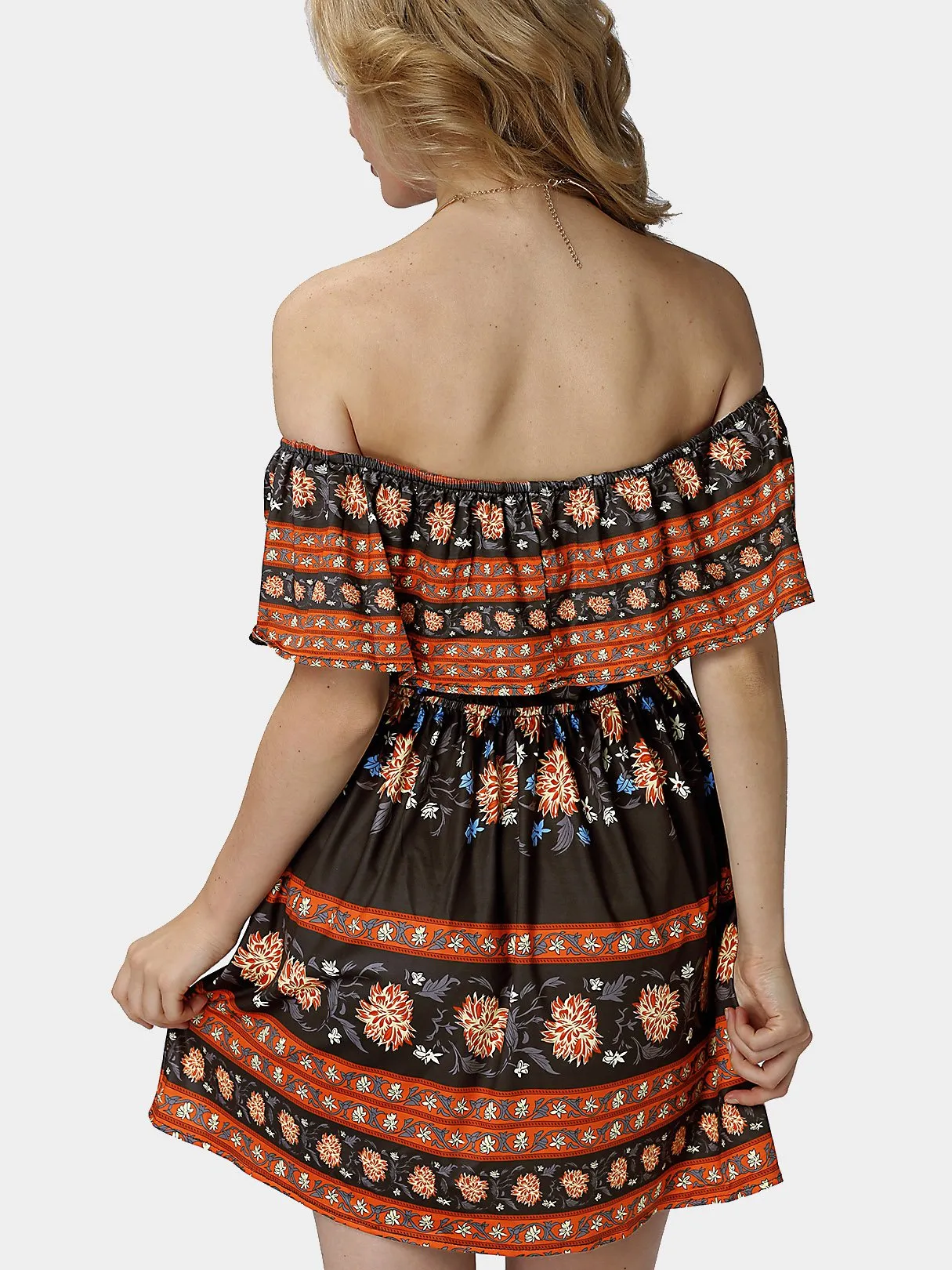 Wholesale Off The Shoulder Floral Print Mini Dress